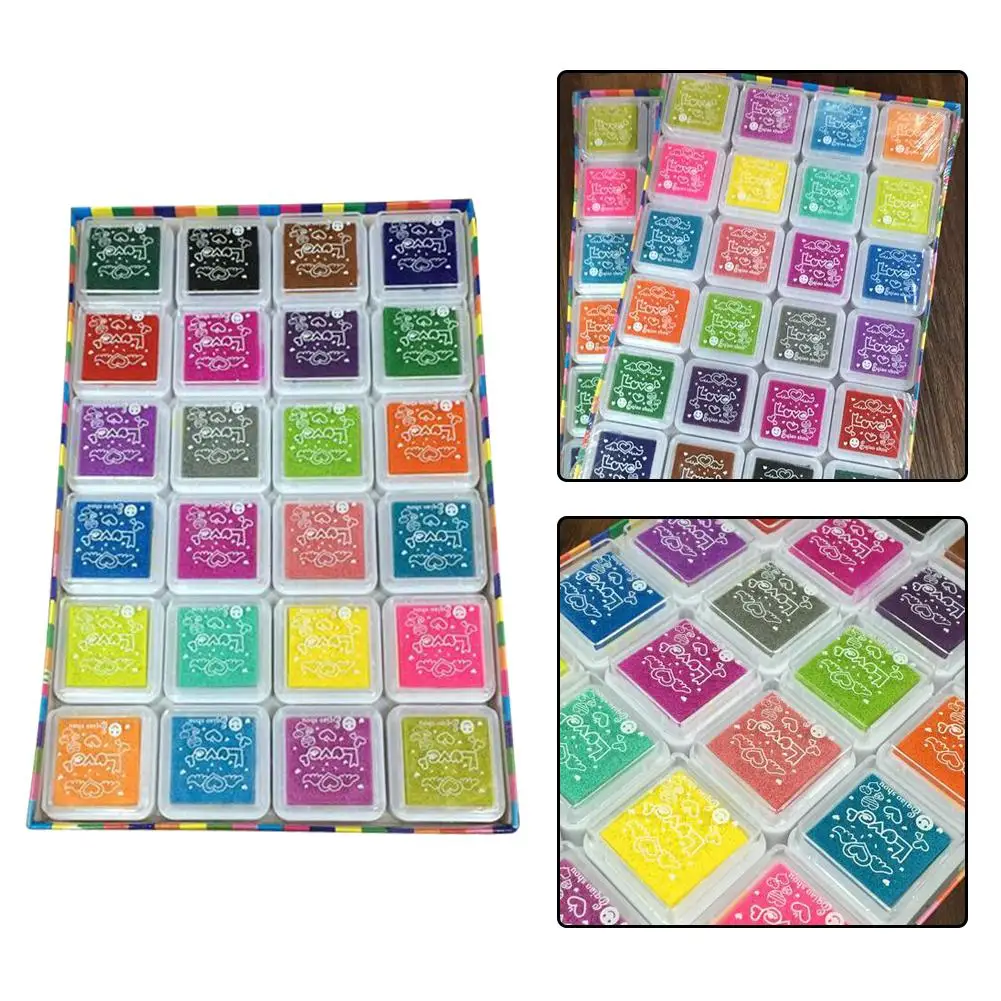 24 цвета многоцветные штемпельные подушечки дети изображение отпечатка пальца