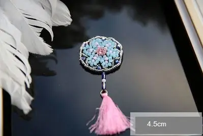 Декоративные цветы ручной работы стразы вышитые бисером аппликации из блесток с