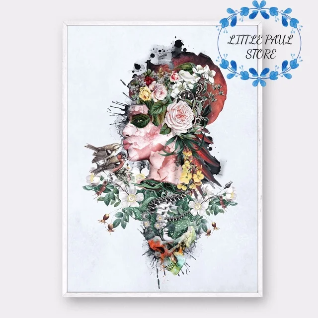 Nature flower and women art Canvas Poster Character poster Wall Pictures for Living Room No Frame | Дом и сад