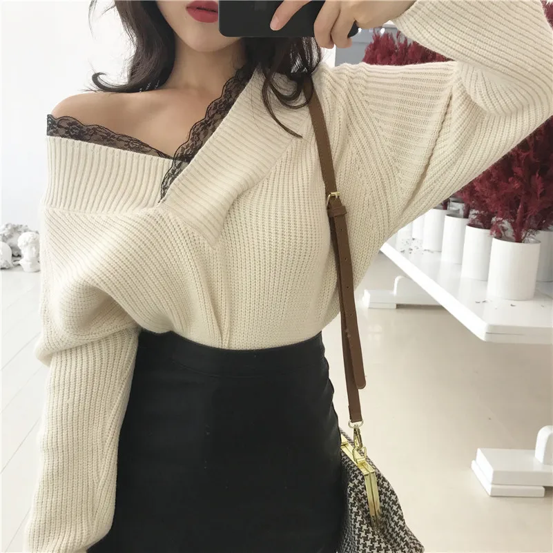 Женские свитера и пуловеры в стиле пэчворк пальто с V-образным вырезом женский