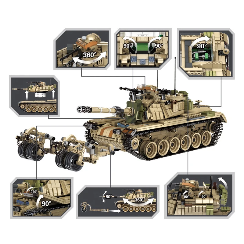 1753 + шт военный большой Танк Panzer M60 строительные блоки трансформеры игрушки
