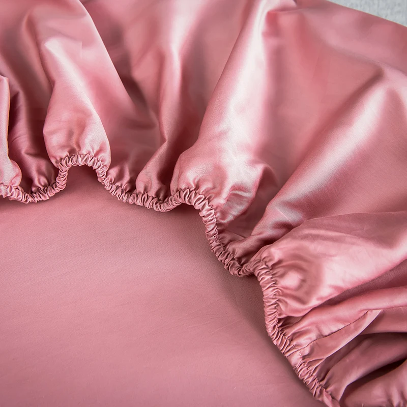 Solid Color Satin Craft Home Textile 60S Long-Staple Cotton Sheets Mattress Cover Bed Sheet Fitted Bedspread Queen Size | Дом и сад