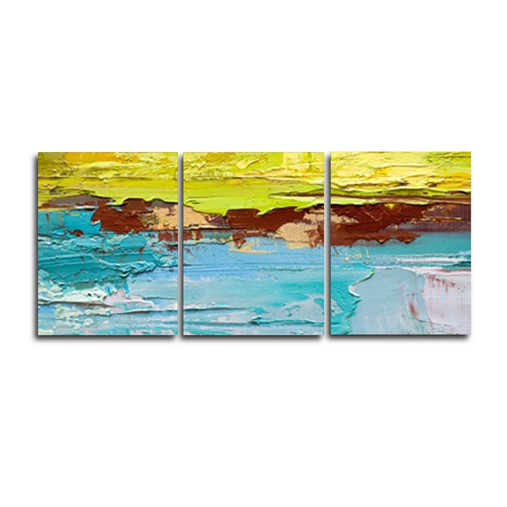 

Laeacco Abstract 3 Panel Graffiti Paint On Canvas Painting Watercolor Posters and Prints Wall Art Living Room Home Decoration