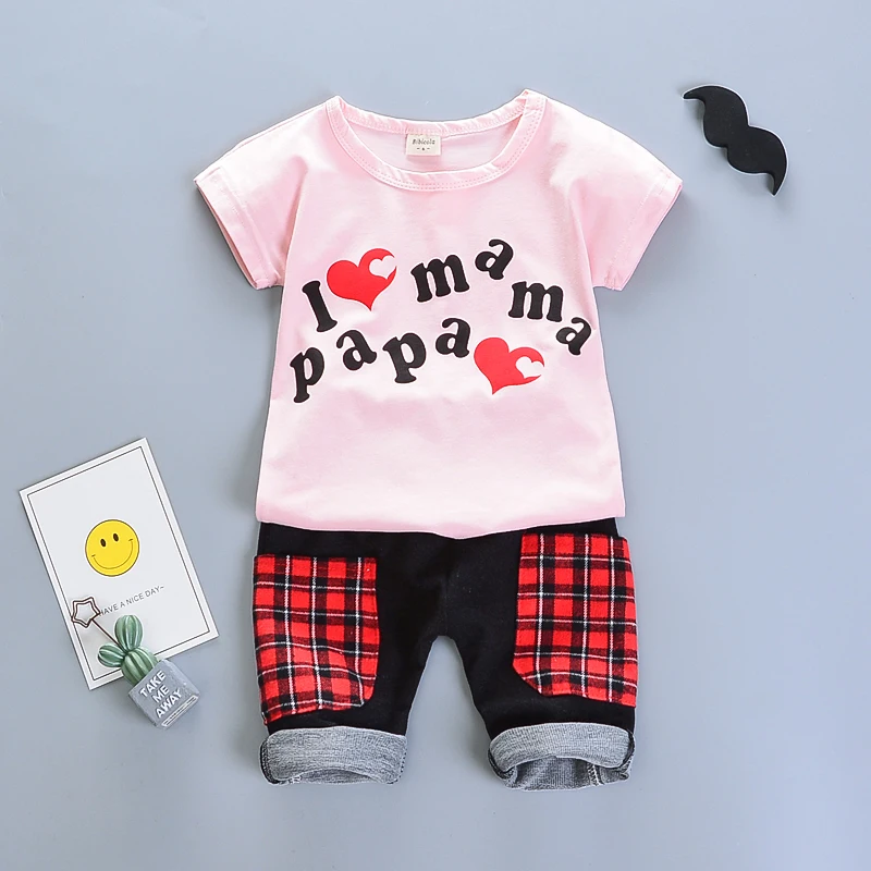 BibiCola baby boys summer clothing set cotton spring letter t-shirt+pants for infant children fashion 2pcs outfits bebe suits |