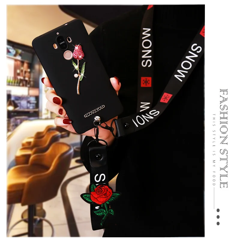 Straps Cord rose bumper For Huawei mate 20 10 lite honor 9 7A 6C pro 7C 8C 8X P20 Nova 3 phone Case Cover | Мобильные телефоны и