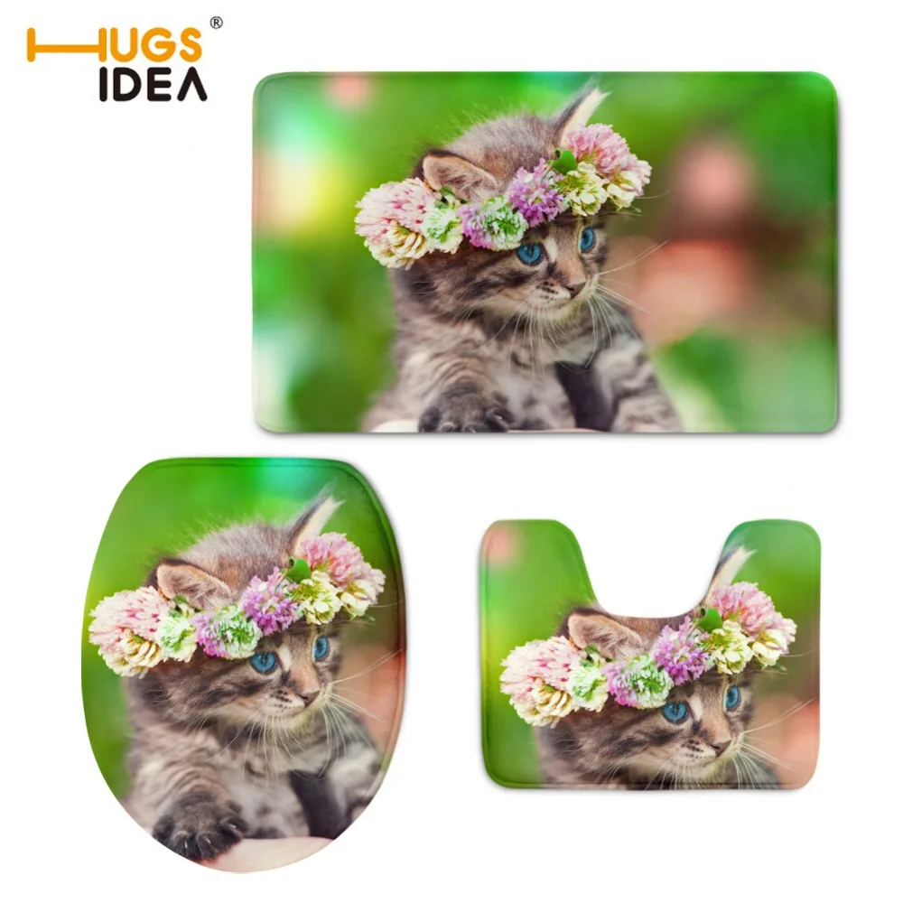 HUGSIDEA Милые 3D Животные Кошки 3 шт. искусственная Обложка ванная комната крышка