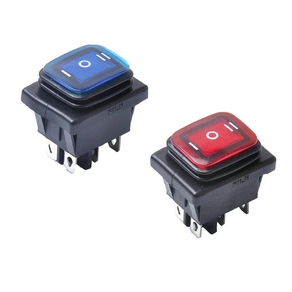 

2 Pcs Universal Push Button Switch 6Pin 16/30A AC 250/125V On-Off-On Boat Lighted Rocker Switch For Car Truck Boat Motorhome Etc