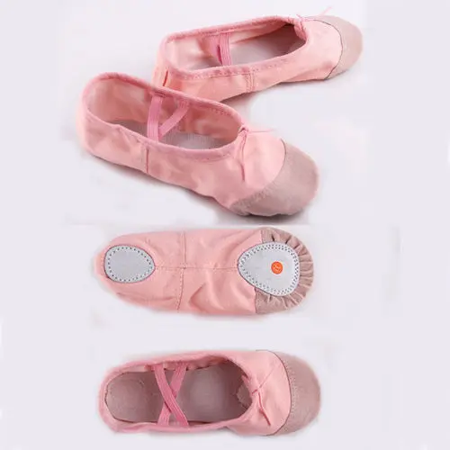 

Pink Leather Ballet Dance Slippers Gym Shoes Childs Boys Girls Sizes Full Sole