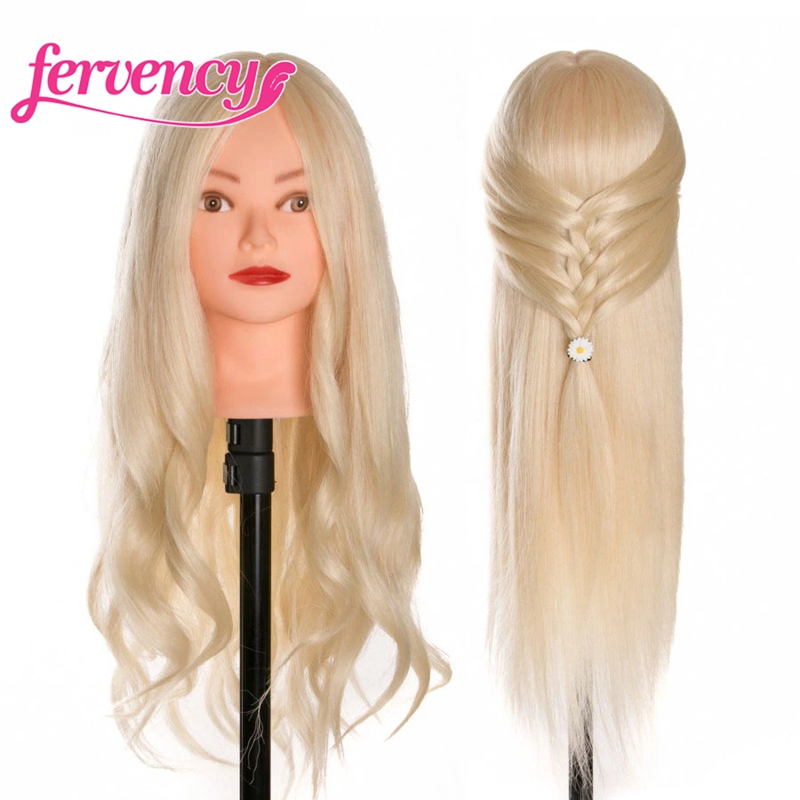 60 %  Human Hair 2 piece Training Head Blonde For Salon Hairdressing Mannequin Dolls Professional Styling Head can be curled