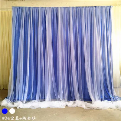 34 royal blue Свадебный фон занавес события вечерние Декор на свадьбу для заднего плана сцены лед шелк драпировочный фон с органзы - Цвет: 34 royal blue