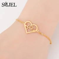 smjel medical heartbeat bracelets for women nurse doctor steel jewelry gifts ecg pulseras heart friendship bracelet bangles