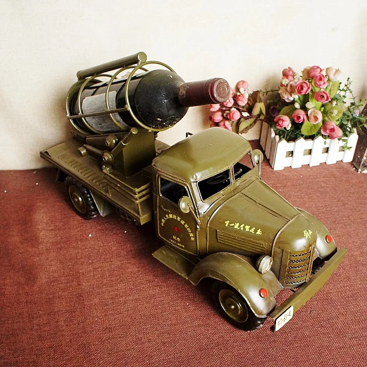 Винтажная Оловянная Военная Автомобильная Винная стойка модель для домашнего
