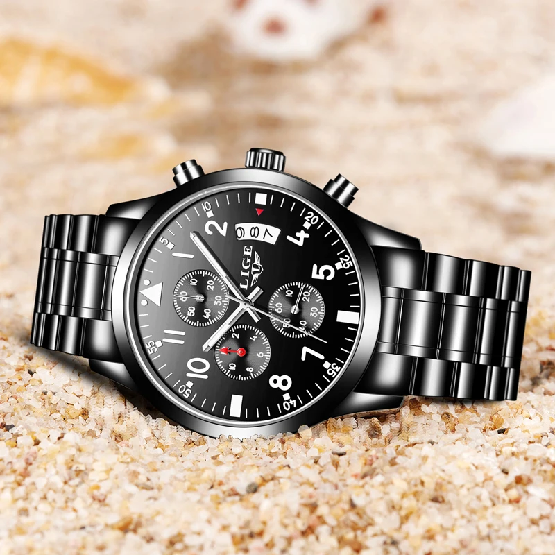 Relojes hombres LIGE мужские часы Топ Роскошные брендовые модные спортивные кварцевые