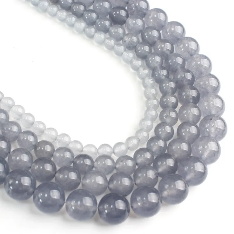 Натуральный камень A + серый Халцедон Круглые свободные бусины для
