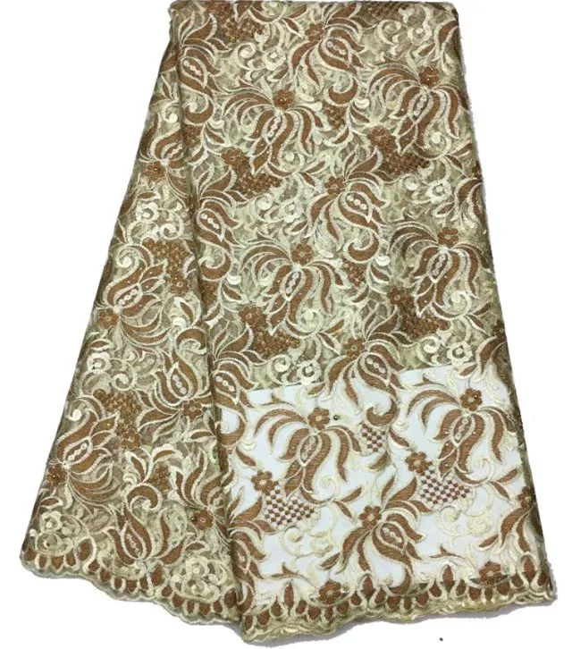 Последние 2018 темно-зеленый тюль Кружево Ткань высокое качество гипюра с Бусины