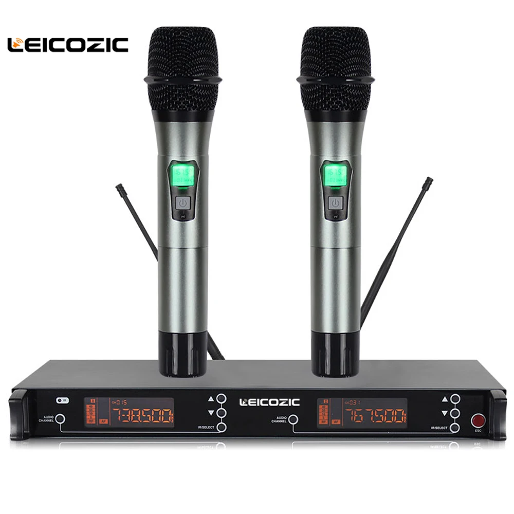 Профессиональный микрофон Leicozic 615 655 МГц Двухканальный uhf беспроводной ручной для