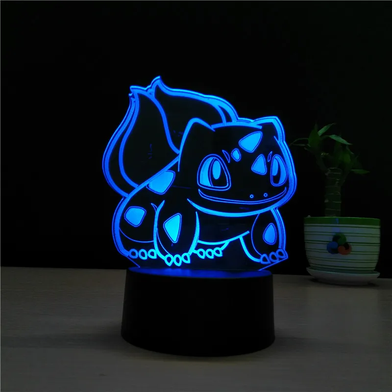 7 цветов лампа Покемон 3D визуальные Светодиодные ночные светильники для детей