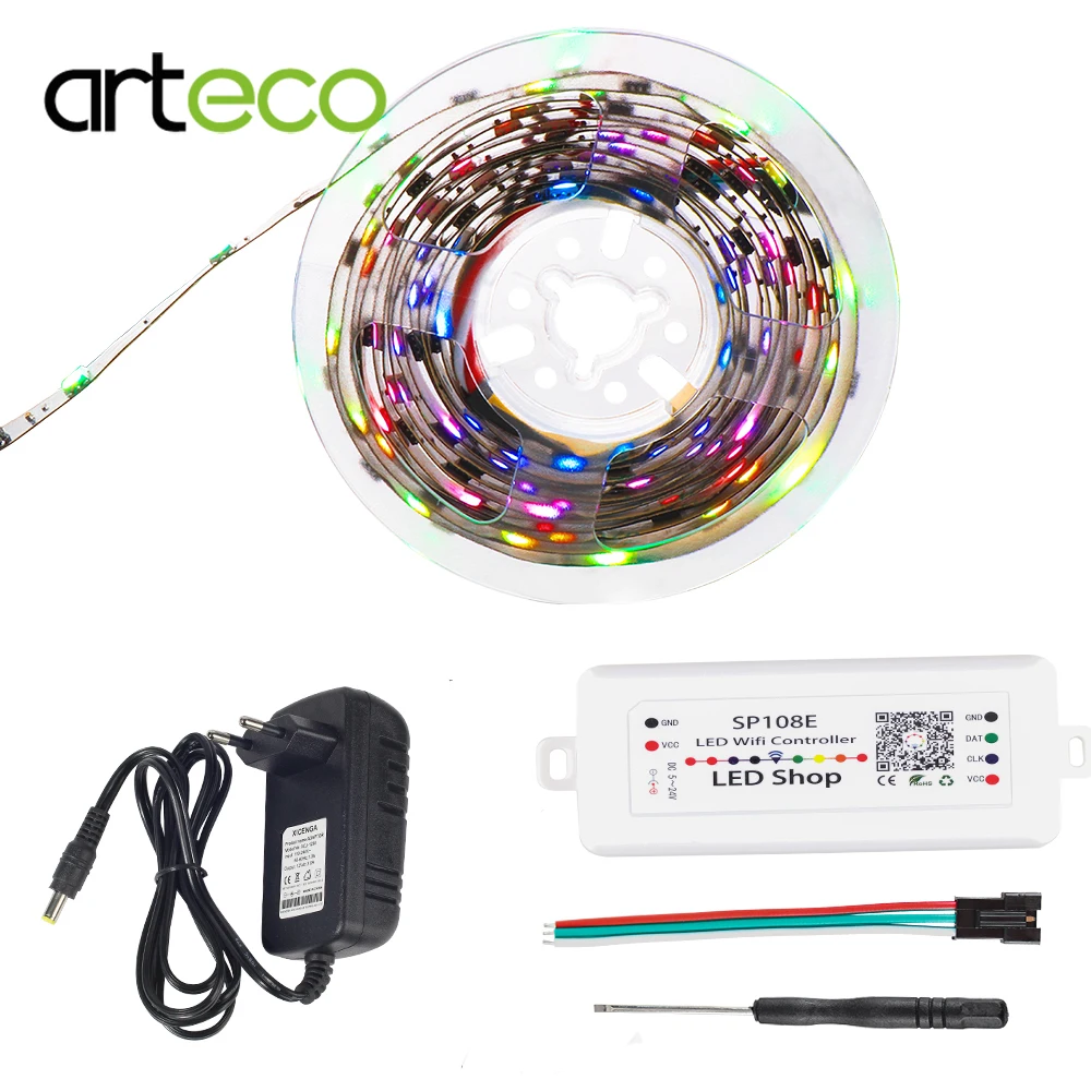 WS2811 Светодиодные ленты Комплект DC12V мечта Цвет WI FI контроллер SP108E 30/60