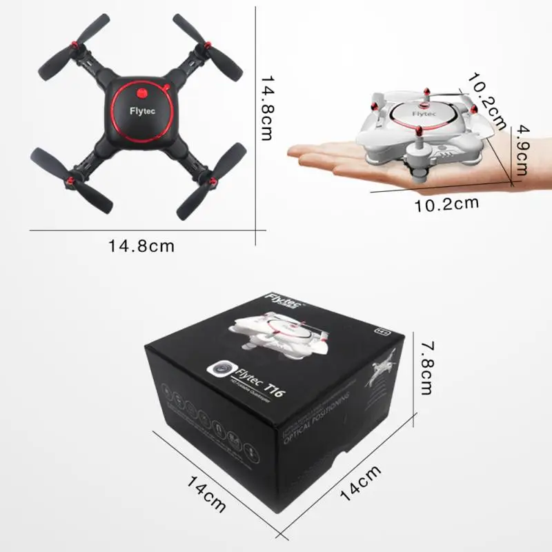 Flytec T16 складной карманный Радиоуправляемый Дрон Quadcopter Высокое Разрешение Wi Fi