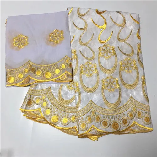 Белый Bazin riche getzner белая и золотая кружевная ткань bazin brode getzner африканская ткань bazin brode gele headtie7yard/lotH1202 - Цвет: Белый