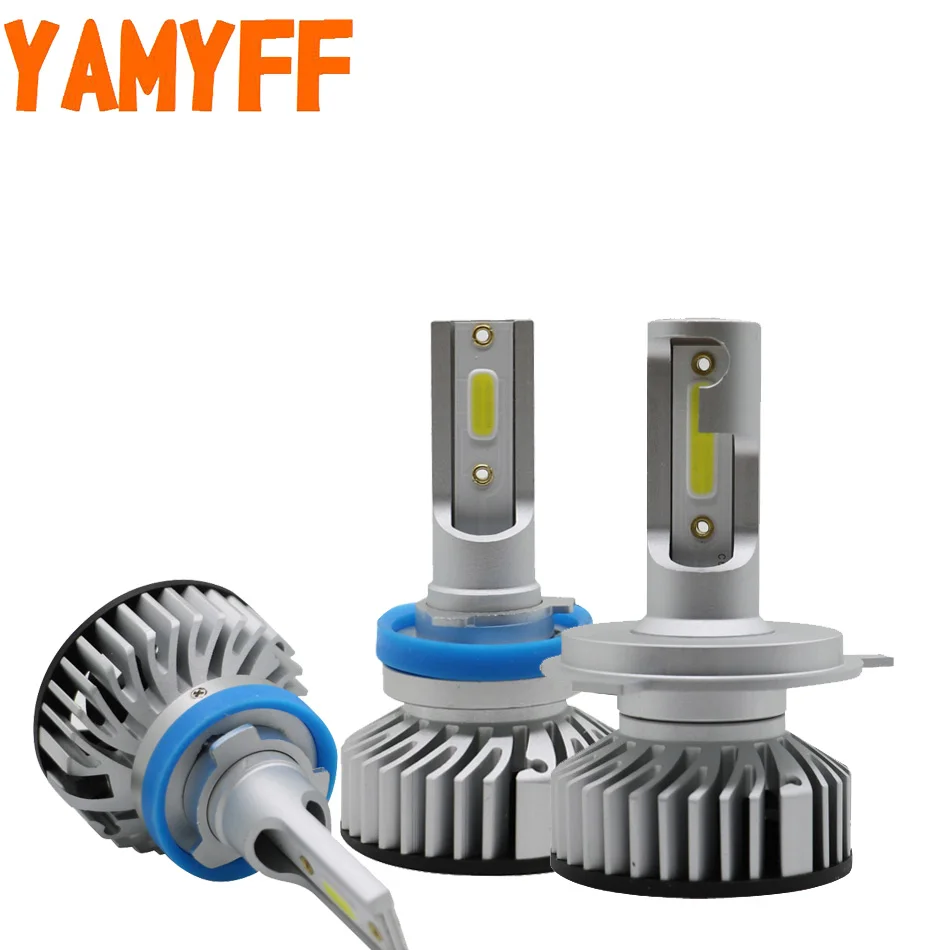 YAMYFF мини Автомобильная фара H4 лампа H7 Лампа H1 H11 H8 H9 H3 9005 HB3 9006 LED 12V 6000K 9000LM авто