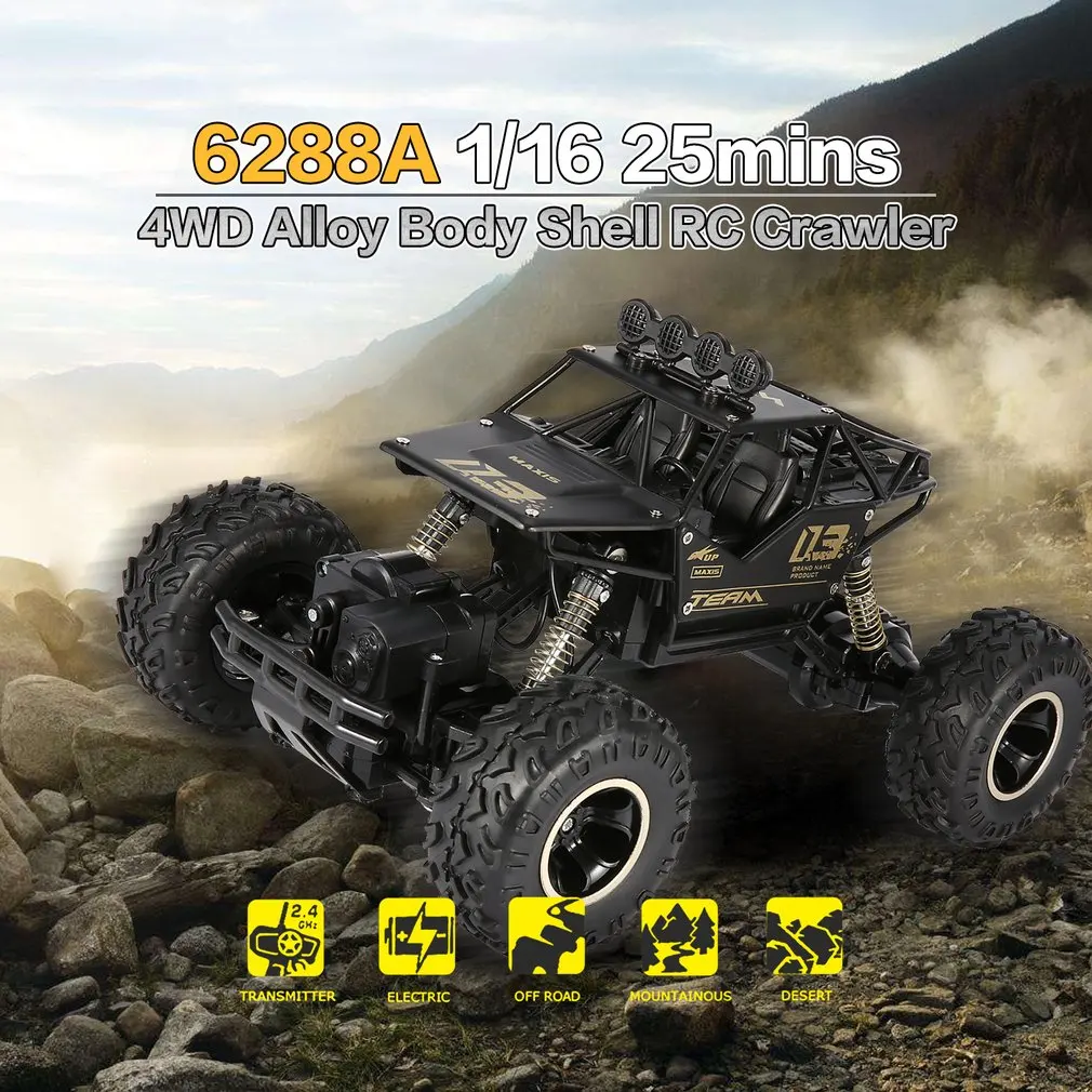 1/16 2,4 GHz RC автомобиль сплав корпус Rock Crawler 4WD двойные двигатели внедорожный пульт дистанционного управления багги Bigfoot скалолазание игрушки