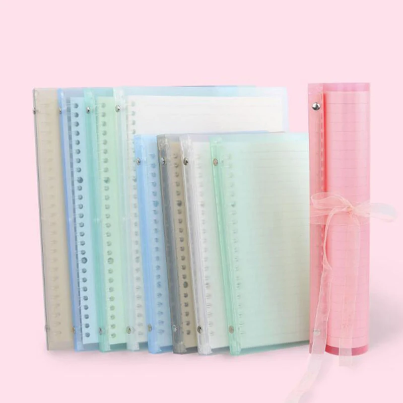 

A5 B5 Soft PVC Cover Notebook Loose Leaf Spiral Daily Book Rollable Notepad Bullet Journal For Students Horizontal Lined Planner