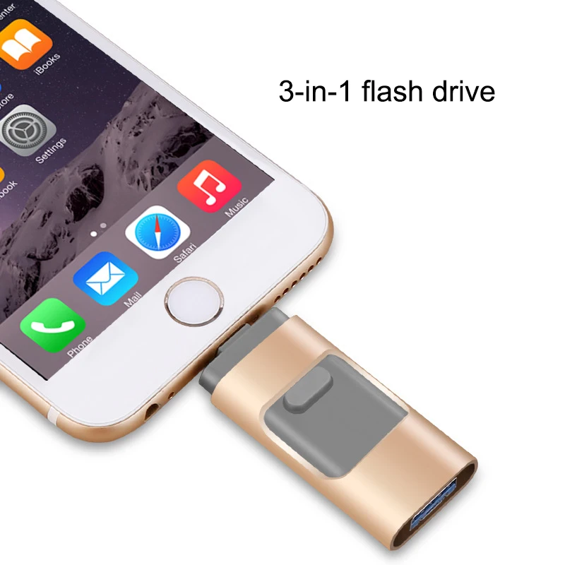 3 в 1 OTG USB флэш накопитель 32 Гб 64 Флешка для хранения memory stick iphone X R 8 7 6 S Android