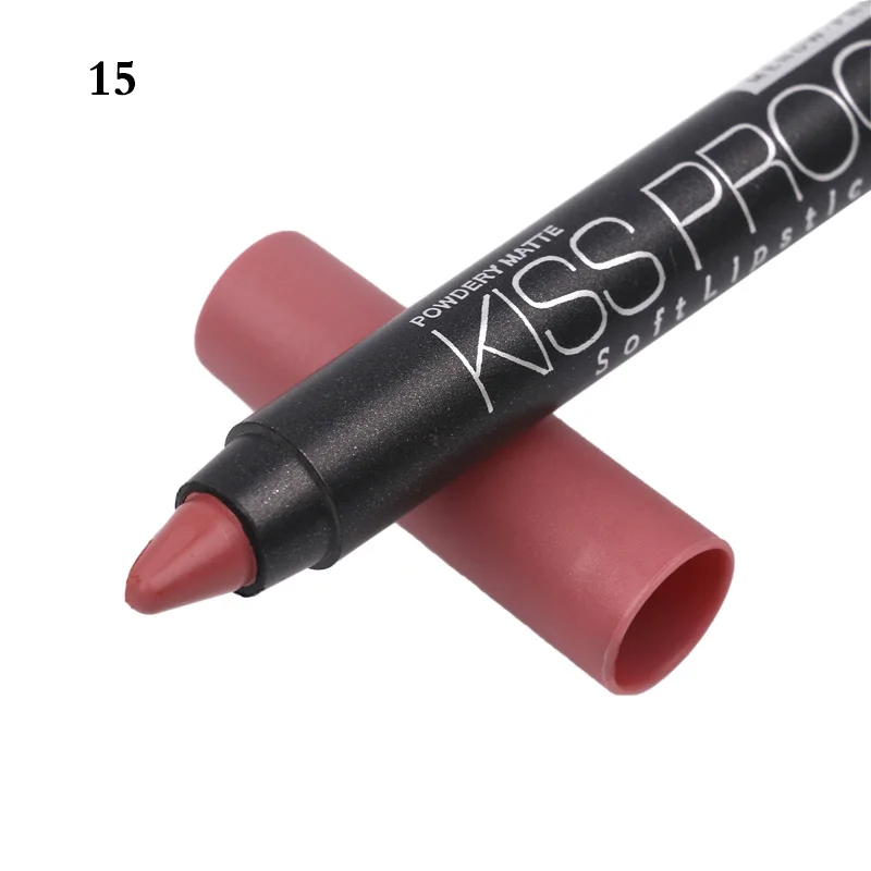 MENOW 19 Color/Set KISS PROOF Sexy Beauty Waterproof Lipstick Pen Lasting Do Not Fade Lipstick Gift 19Pcs Pencil Sharpener 2065