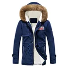 Парка мужская, зимняя куртка, приталенная, с меховым капюшоном, теплая верхняя одежда