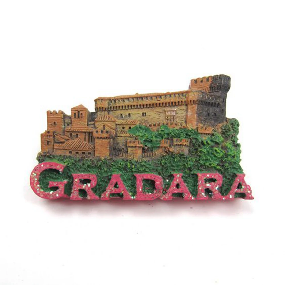 Италия Gradara туристические сувенирные магниты на холодильник красочные ручной работы 3D смолы холодильник магнитные наклейки домашний декор украшения