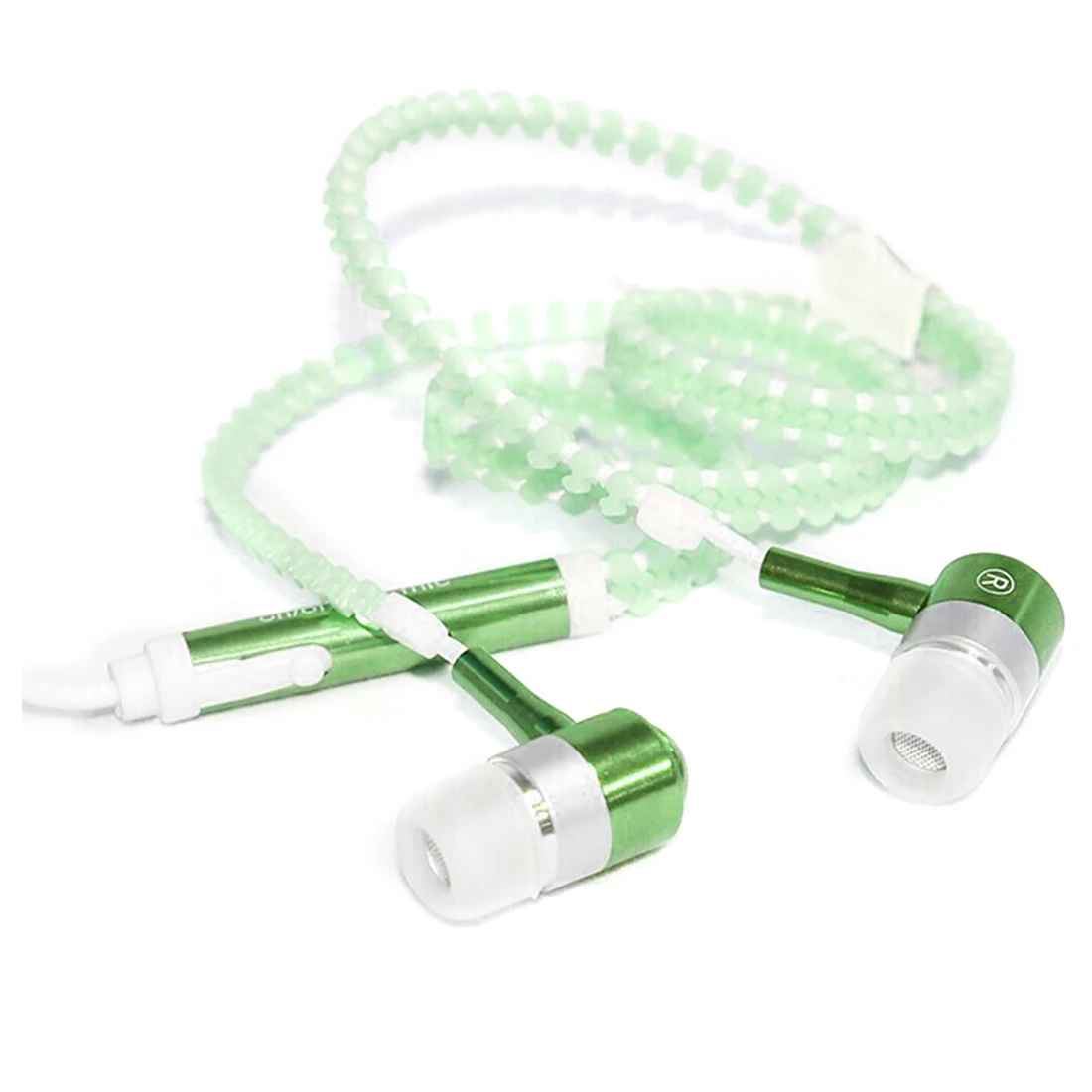 Светящиеся металлические наушники в виде застежки молнии светится темноте