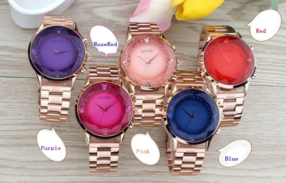 GUOU Роскошные брендовые модные Одежда высшего качества Кварцевые Золотые