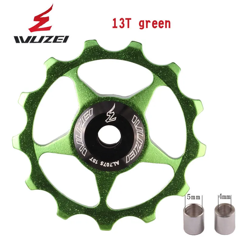 green MTB направляющий ролик для велосипеда, направляющее колесо для велосипеда, задний переключатель, направляющее колесо Jockey, 13 Т-образное направляющее колесо из алюминиевого сплава - Цвет: green