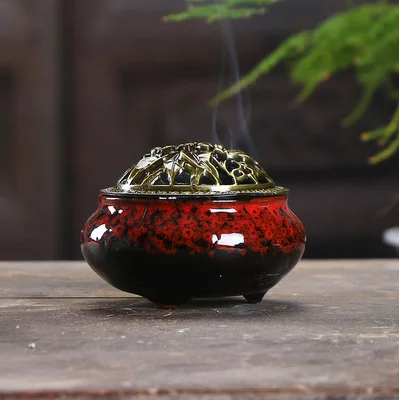 Kiln red ERMAKOVA керамические горелки для благовоний портативный фарфор курильница буддизм держатель для благовоний украшение дома Чайный домик Йога Студия подарок - Цвет: Kiln red