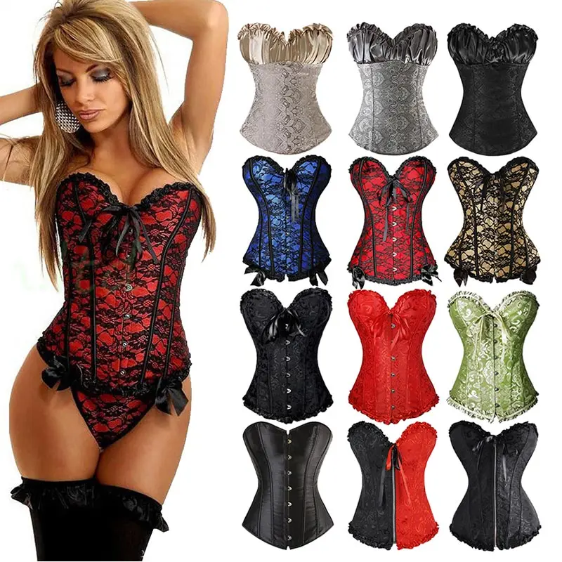 

Sexy Corsets And Bustiers Lace Up Boned Overbust Costume Steampunk Waist Corset Dress Body Trainer Shapewear Top Plus Size