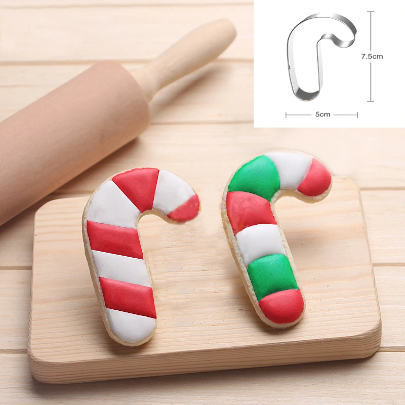 Christmas Candy Cane Cookies Stencils Pancake Biscuit Cutter Helper Coffee Draw Mold Fondant Patisserie Kitchen Baking Tools |