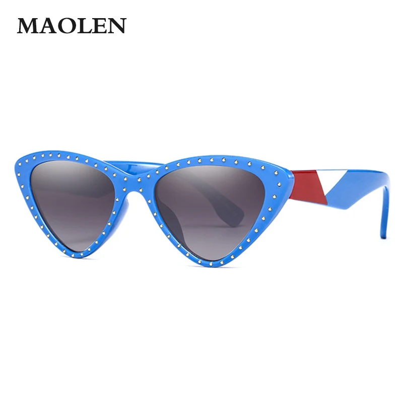 MAOLEN новые модные милые дамы кошачий глаз солнцезащитные очки Для женщин Винтаж бренд маленькое солнце женские очки оculos de sol UV400