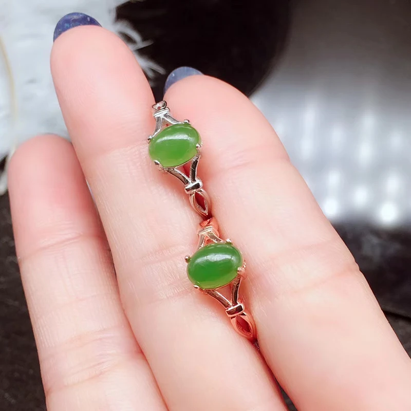

CoLife Jewelry Chinese Style Green Jade Ring for Woman 1 Ct Natural Jade Silver Ring 925 Silver Jade Jewelry Mother Day Gift