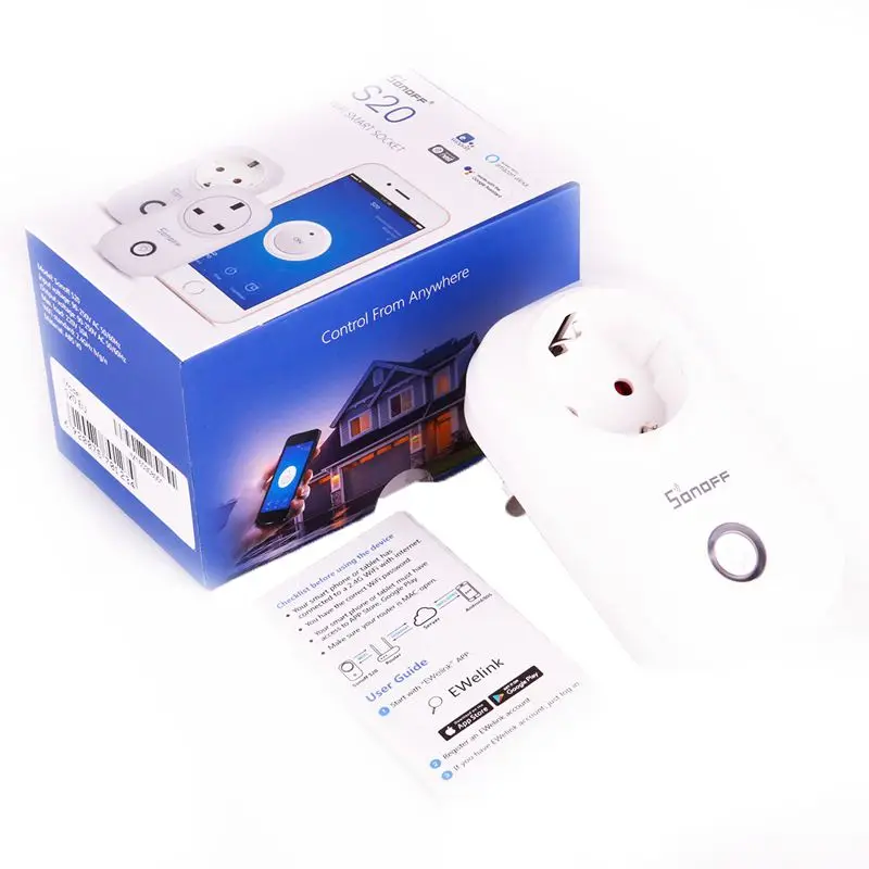 Sonoff S20 EU US Plug Wifi Power Socket Switch Wireless APP Remote Outlet Timing for Smart Home Work with Alexa | Электроника