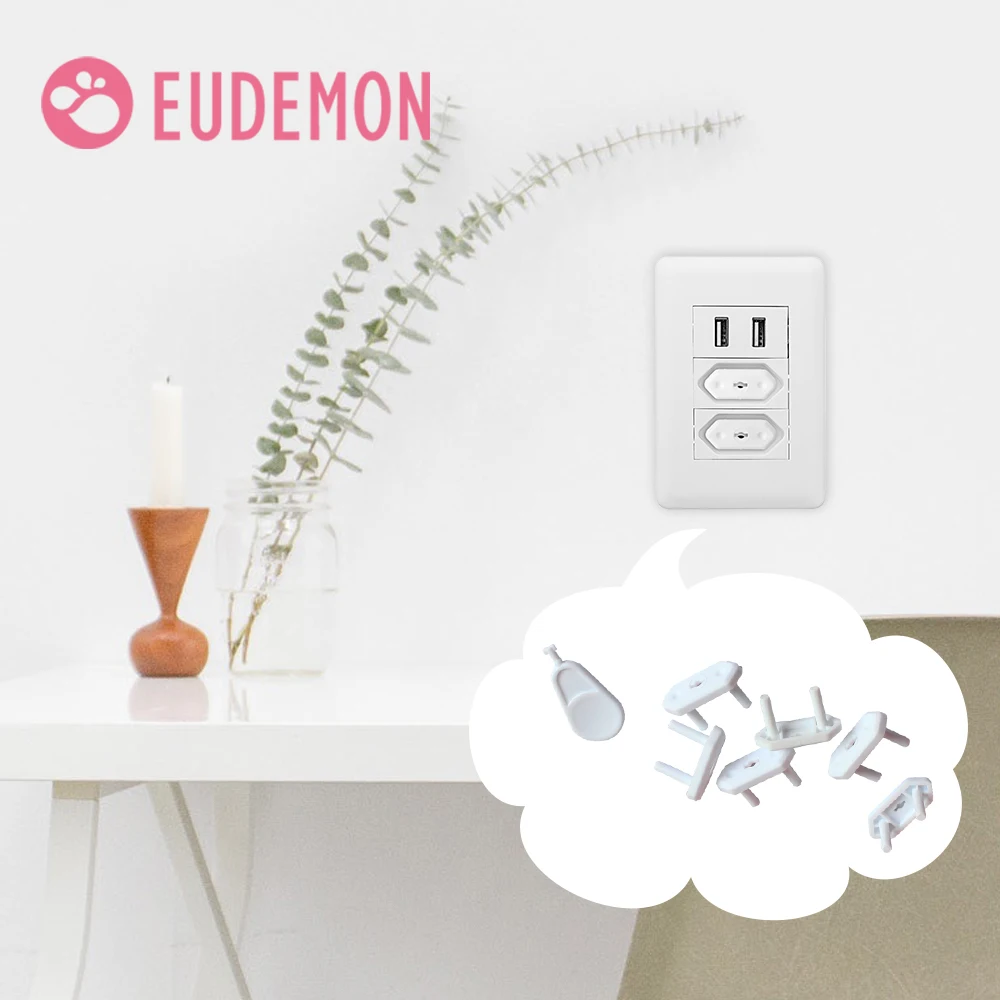 EUDEMON 20pcs чили/Бразилия мощность розетка разъем защитный ABS крышка Анти Электрический разъем предохранительный кожух для детей двойной безопасности