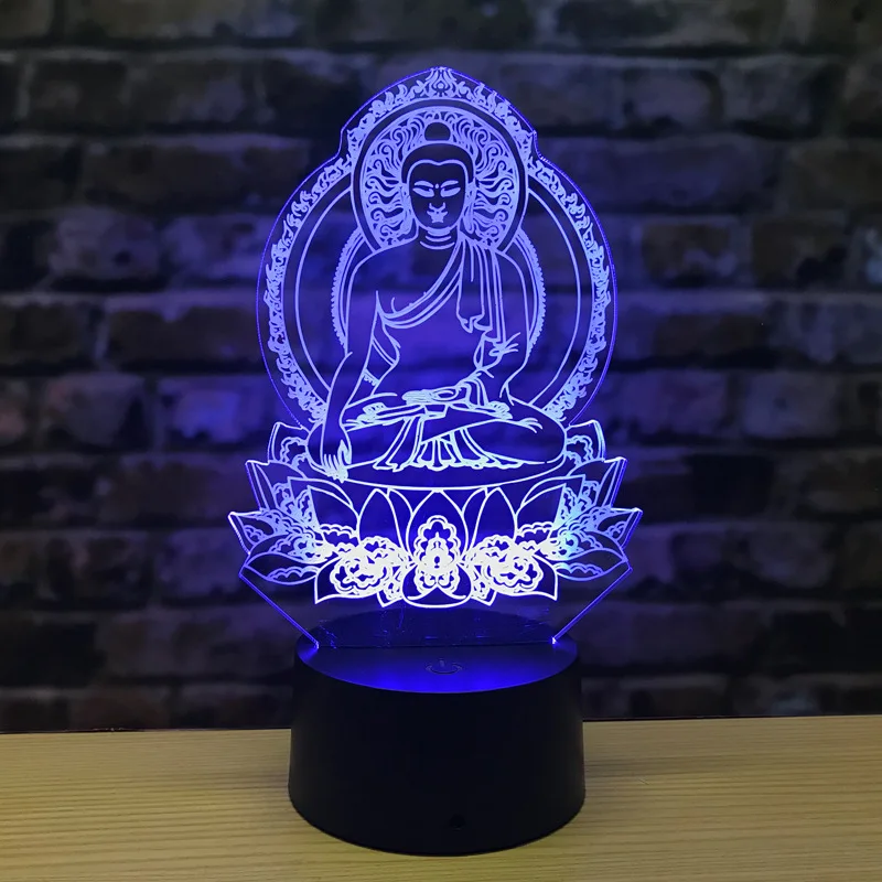 Новинка Sakyamuni 3d ночник светодиодный 7 цветов визуальный буддийский светильник