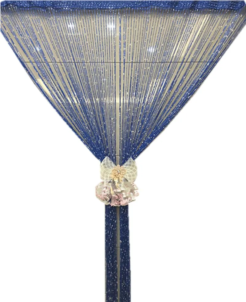 Royal blue Занавеска на дверь, 100 см X 200 см, блестящая кисточка, мигающая линия, занавеска на дверь, окно, балдахин, декоративная занавеска для вечеринки, спальни, свадьбы - Цвет: Royal blue