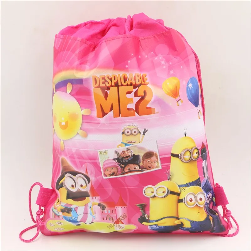 Minions Backpack Gift Bag Non-woven Fabrics Kid Cute Cartoon Back Packs Bags Party Supplies Decor Drawstring bags | Дом и сад