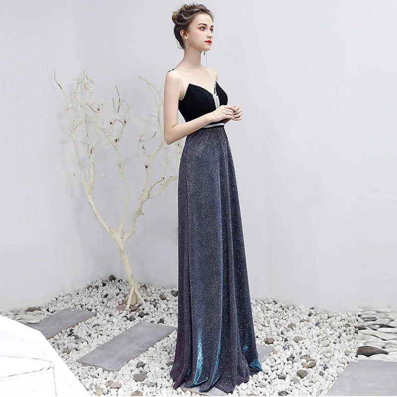 Женское платье-Русалка с глубоким V-образным вырезом без рукавов вечернее платье