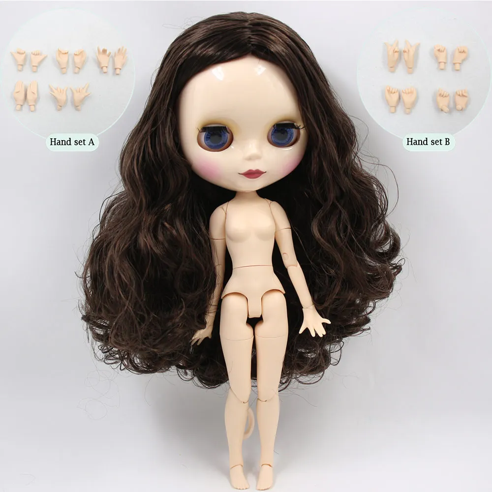 B doll with hand B ICY Nude Blyth Custom Doll No. BL950/0222 коричневый микс черные волосы 1/6 bjd, pullip, licca, jerryberry - Цвет: B doll with hand B