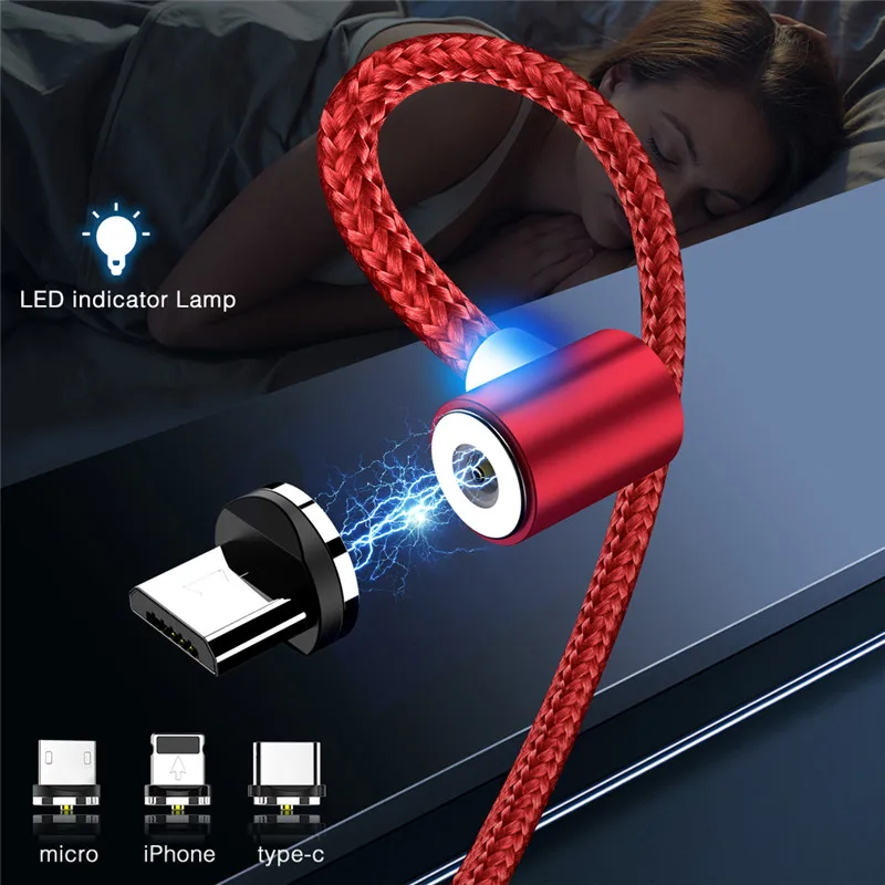 L линейный Магнитный зарядный кабель 90 градусов светодиодный для iPhone X 8 7 6 Plus и Micro