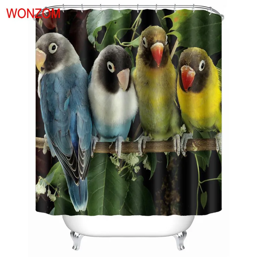 WONZOM Parrot занавески для душа с 12 крючками ванной комнаты декор Современная птица
