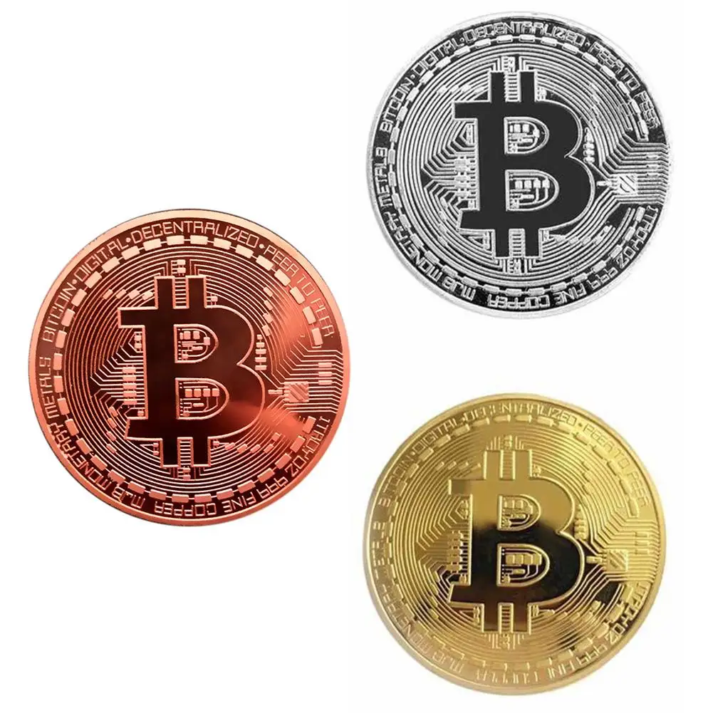 Двухстороннее тиснение круглая Биткоин Памятная коллекция монет сувенирные