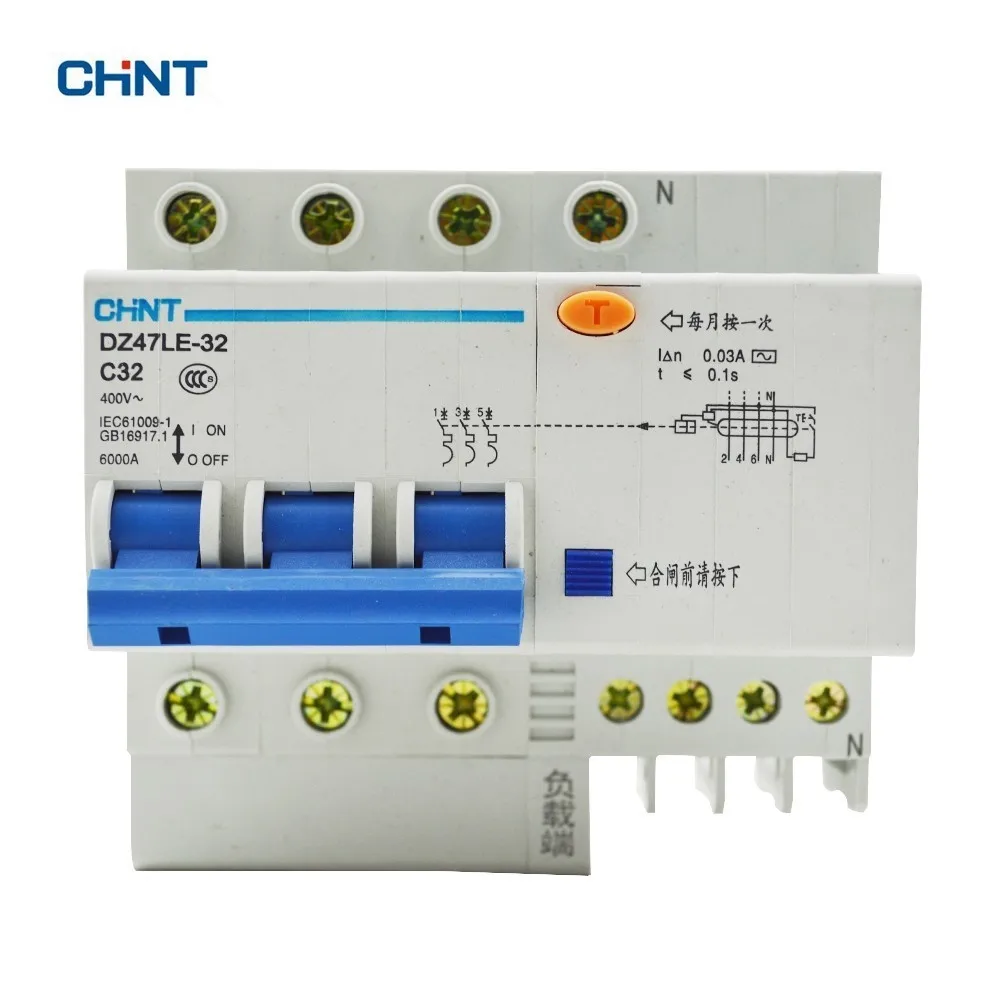 CHINT 32A прерыватель цепи при утечке на землю Elcb DZ47LE 32 3P N C32|leakage circuit breaker|circuit breakerearth